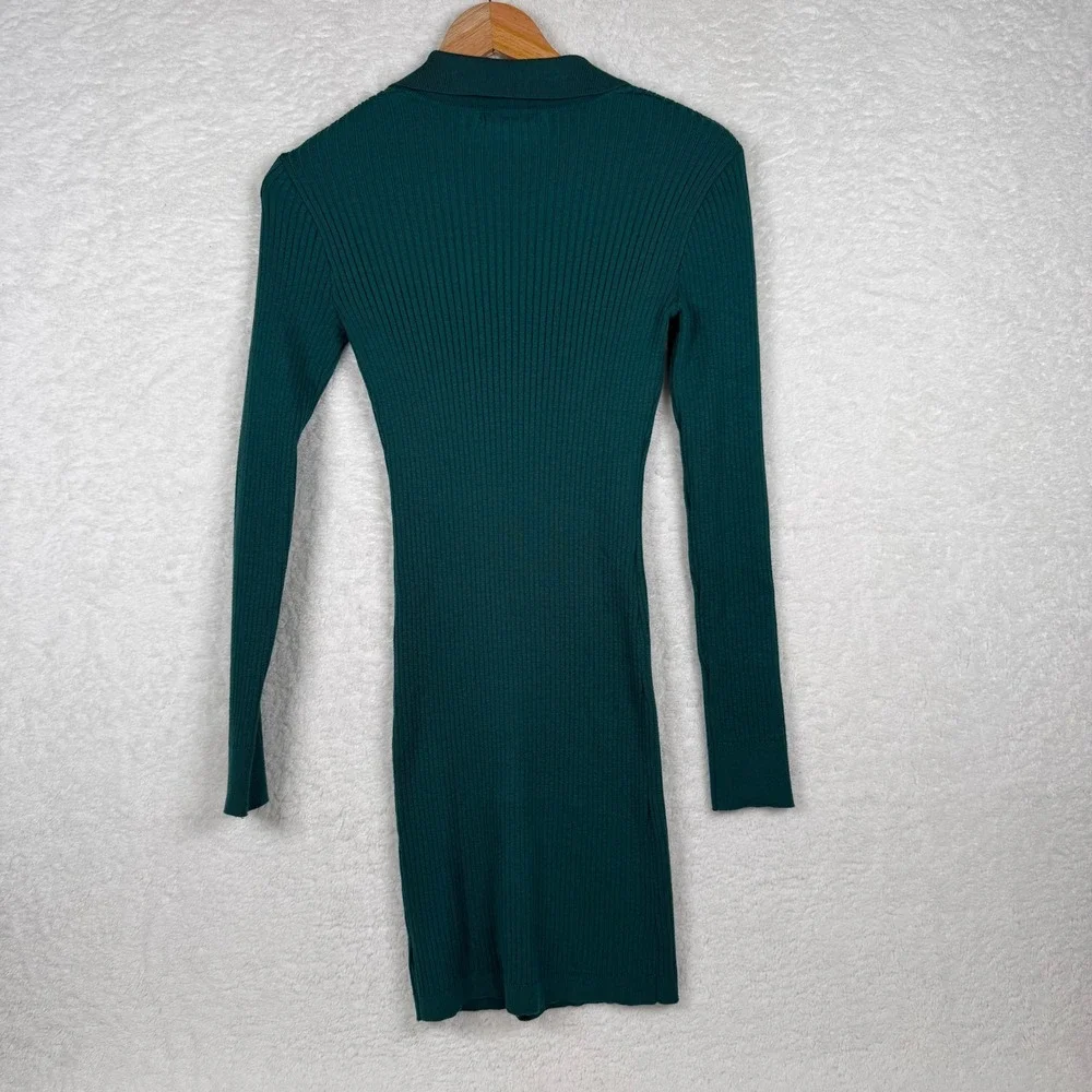 Copper Key Sweater‎ Dress Womens Small Teal Green Ribbed Polo Long Sleeve